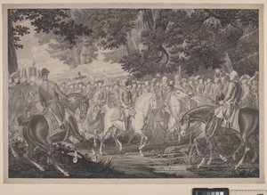 Frederik Wielki wraca do domu po rewii w Poczdamie autorstwa J.F. Clemens