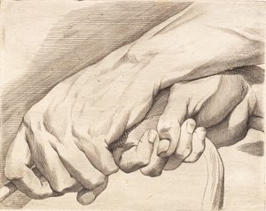 Arkusz do nauki dwóch rąk trzymających linę autorstwa J.F. Clemens