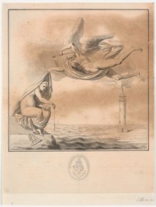 Projekt miedziorytu tytułowego do Poradnika P. Løvenørna do żeglugi po Kattegatte autorstwa J.F. Clemens