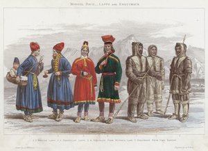 Mongol Race, Lapps i Esquimaux (kolorowy grawerunek)
