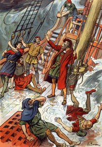 Vasco de Gama tutaj podczas burzy na Przylądku Dobrej Nadziei w Republice Południowej Afryki autorstwa J.L Beuzon (fl.1880 1940)
