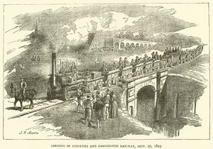 Otwarcie Stockton and Darlington Railway, 27 września 1825 (grawerowanie) autorstwa J.R. Brown