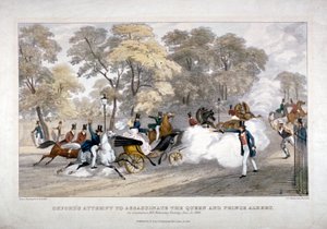 Zamach na królową Wiktorię, Constitution Hill, Westminster, Londyn, 1840 autorstwa JR Jobbins