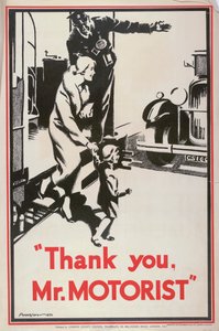 „Dziękuję Panie Kierowco”, plakat LCC Tramways Rady Hrabstwa Londynu, 1932 r. autorstwa JS Anderson
