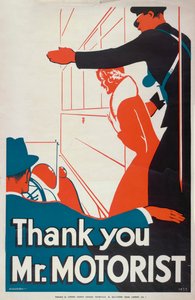 „Dziękuję Panie Kierowco”, plakat LCC Tramways Rady Hrabstwa Londynu, 1933 r. autorstwa JS Anderson