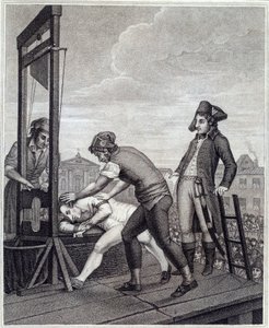 Egzekucja Maksymiliana de Robespierre (1758-1794) została zgilotynowana 28.07.1794 na Place de la Concorde Grawerowanie Jamesa Idnarpila wg J. Beysa. ok. 1799. Paryż, Muzeum Carnavalet autorstwa J. (after) Beys