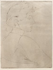 Duża głowa w profilu autorstwa J. Alden Weir