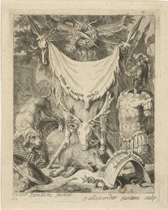 Rycina tytułowa do serii ze scenami z życia Achillesa Sceny z życia Achillesa (tytuł serii) Vitam et mortem achilli (tytuł serii na obiekcie)