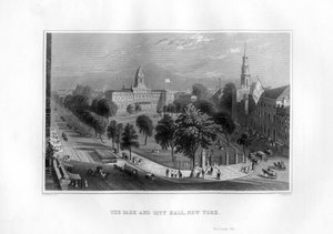 Park i ratusz, Nowy Jork, 1855. autorstwa J. Archer