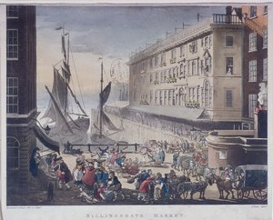 Billingsgate Market and Wharf, Londyn, 1808