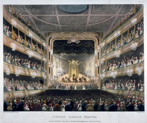 Widok wnętrza teatru Covent Garden, Bow Street, Westminster, Londyn, 1808