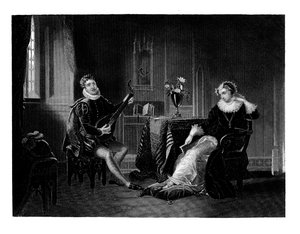 Chatelar grający na lutni do Marii Królowej Szkotów, 1560, 1860