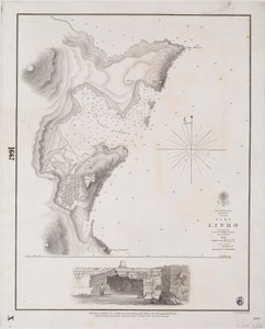 Archipeligo, Rodos I., Port Lindo zbadany przez kapitana Thomasa Gravesa, HMS "Beacon" 1842 r.
