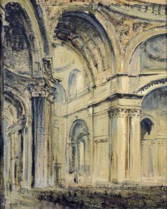 Wnętrze katedry św. Pawła (olej na płótnie ułożony na płycie) autorstwa J. F. Barry Pittar