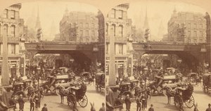 Grupa 4 widoków stereograficznych Ludgate Hill, Londyn, Anglia, 1850-1910. autorstwa J F Jarvis