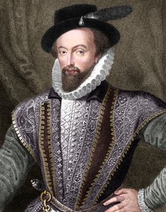 Sir Walter Raleigh, angielski pisarz, poeta, dworzanin, poszukiwacz przygód i odkrywca, 1821 autorstwa J Fitler