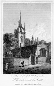 Kościół św. Dunstana na wschodzie, City of London, 1816.