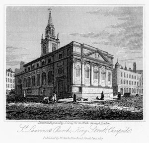 Kościół św. Wawrzyńca, King Street, Cheapside, City of London, 1817.