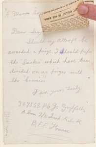List do redaktora naczelnego „Liverpool Weekly Courier”, 1917 r. autorstwa J. Griffiths