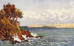 St Malo z Priory Beach, Dinard (kolor lito)