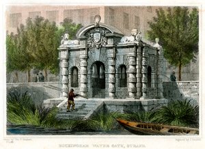 Buckingham Water Gate, Strand, Westminster, Londyn, 1830. autorstwa J Henshall