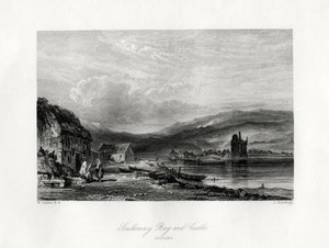 Zatoka Scalloway i zamek, Zetland, XIX w. autorstwa J. Horsburgh