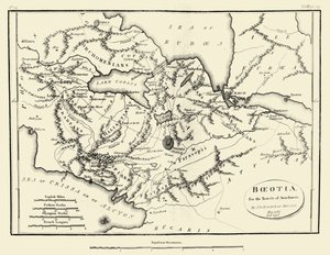 Mapa starożytnej Beocji autorstwa J. J. Barthélemy