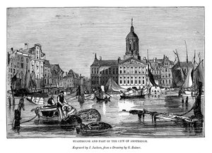 Stadthouse i część miasta Amsterdam, 1843