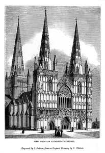 Zachodni front katedry w Lichfield, 1843