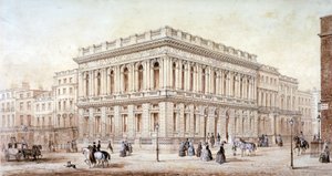 Widok klubu armii i marynarki wojennej na Pall Mall, Westminster, Londyn, c1853 autorstwa J Marchant