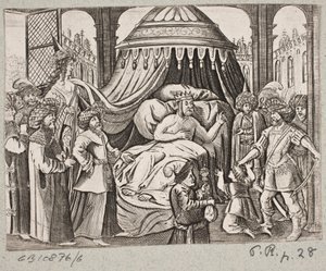 Ilustracja do Adama Oleariusa, „Perski Rosenthal genialnego poety Schicha Saadi […]”, Szlezwik 1660 autorstwa J. Muller