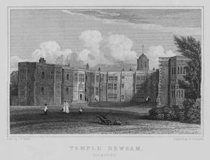 Świątynia Newsam, Yorkshire (grawerowanie) autorstwa John Preston Neale