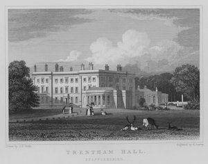 Trentham Hall, Staffordshire (grawerowanie) autorstwa John Preston Neale