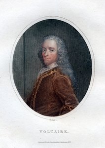 Francois Marie Arouet Voltaire, XVIII-wieczny francuski pisarz i satyryk, 1828.