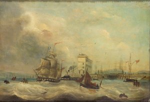 „Doki w Cardiff”, 1844 r. autorstwa J Price