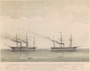 HMS "Basilisk" i HMS "Niger" 20 czerwca 1849 r., ok. 1849 r. (litografia) autorstwa J. R. Jobbins