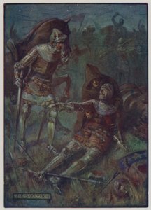 Śmierć Jamesa, 2. hrabiego Douglas, walczącego z Anglikami w bitwie pod Otterburn, 1388