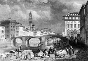 Ponte Santa Trinita, Florencja, Włochy, XIX wiek.