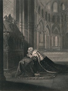 Ludwik VII, król Francji, Przed grobowcem Becketa, połowa XIX wieku. autorstwa J. Rogers