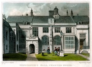 Sala emerytów, Charterhouse, Londyn, 1830. autorstwa J. Rogers