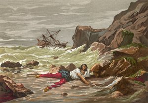 Śmierć Vesaliusa we wraku statku po powrocie z Ziemi Świętej autorstwa J. Serra