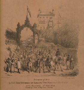 Wejście do ich R.H.H. Księżna Kentu i księżniczka Wiktoria w Hastings autorstwa J. Thorpe