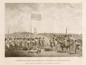 Karol I wznosi swój sztandar w Nottingham autorstwa J. Throsby