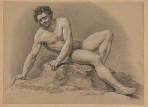 Akt męski w pozycji siedzącej, widziany z przodu (II nagroda 1810) autorstwa J. Uittenbogaardt