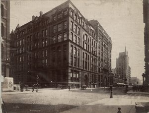 Południowo-wschodni róg ulic Dearborn i Monroe, Chicago, 1890 autorstwa J. W. Taylor