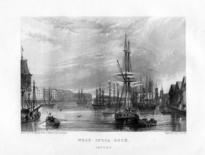 West India Dock, Londyn, XIX wiek.