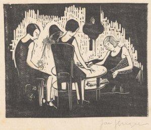 Cztery kobiety siedzące przy stole autorstwa Jac Jongert (signed by artist)