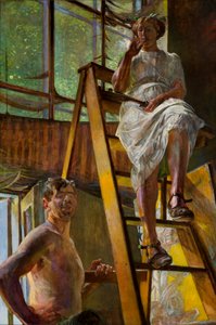 Satyr i model autorstwa Jacek Malczewski