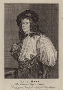 Jacob Hall, angielski tancerka i akrobata działający za panowania króla Karola II (grafika) autorstwa Jacob (after) Van Oost the Younger
