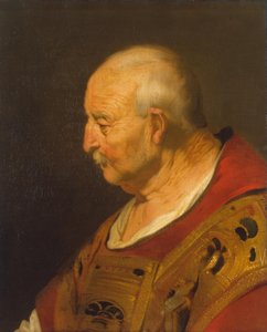 Głowa starca w szatach kościelnych